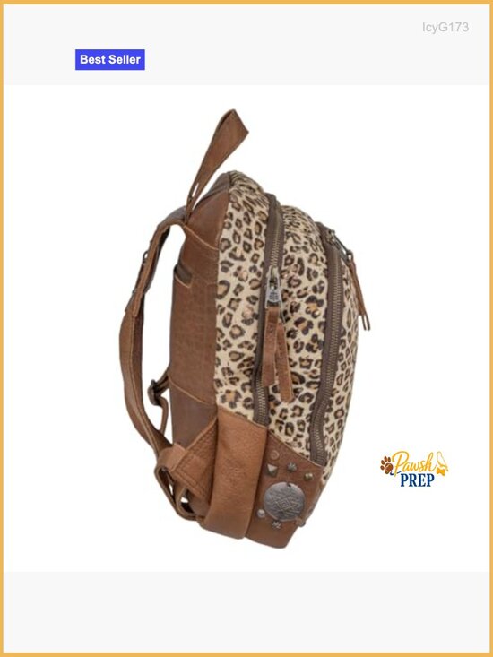 Genuine Leather Mini Leopard Print Backpack with Laptop Pocket main image 5